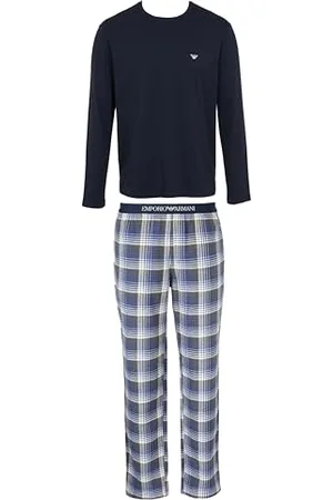 Emporio Armani Yarn Dyed Cotton Long Pajamas Ensemble Pyjama, , L pour des Hommes