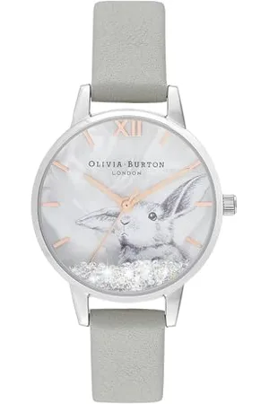 Olivia Burton Montre Analogique à Quartz pour Femme Collection Winter Wonderland avec Bracelet en Cuir Gris - OB16WL86