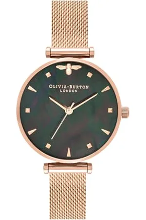 Olivia Burton Montre Analogique à Quartz pour Femme Collection Queen Bee avec Bracelet Milanais en Acier Inoxydable Couleur Or Rose - OB16AM145