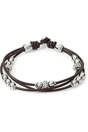 Fossil Bracelet pour Femme, 19 cm Bracelet en Cuir Véritable Marron, JA6068040