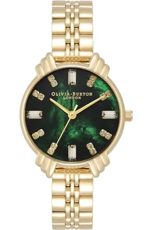 Olivia Burton Analogue Quartz Watch for Women Art Deco Collection with Stainless Steel Bracelet