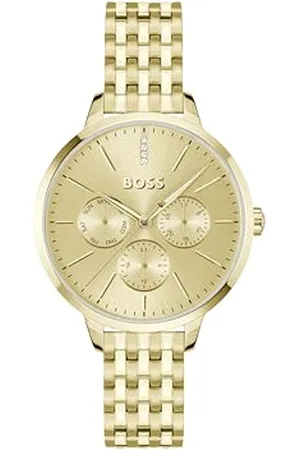 HUGO BOSS Montre Analogique Multifunction à Quartz pour Femme Collection Symphony avec Bracelet en Acier Inoxydable ou en Cuir