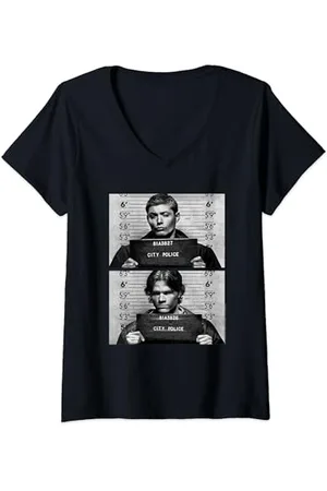 Supernatural Winchester Mugshots T-Shirt avec Col en V