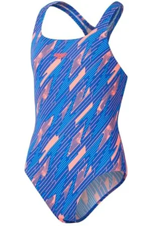 Speedo Maillot de Bain Une Pièce Hyperboom Allover Medalist, Résistant au Chlore, Séchage Rapide Maillot de Bain pour Fille, , 5-6 Années