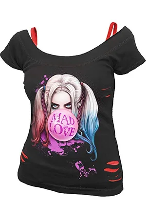DC Comics Originals F711-Tops-Short Sleeve T-Shirt, Black & Red, XXL Femme