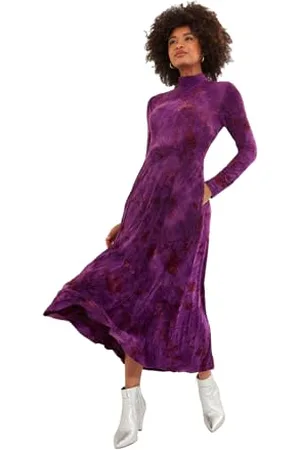 Joe Browns Flocked Print High-Neck Maxi Dress Robe décontractée, , 40 Femme