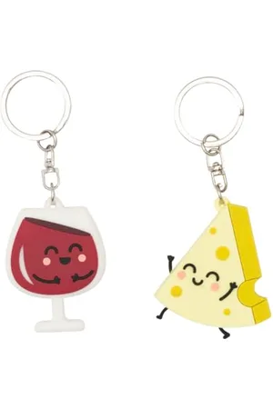 Mr Wonderful Lot de 2 Porte-Clés Vin et Fromage - Porte-Clés Personnalisés - Cadeaux Personnalisés