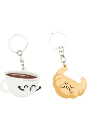 Mr Wonderful Lot de 2 porte-clés - Café et croissant - Porte-clés personnalisés - Porte-clés à offrir - Cadeaux personnalisés, , Estandar