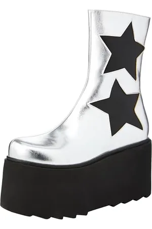 Lamoda Big Shot, Bottine Femme, Argent PU Noir étoile, 37 EU