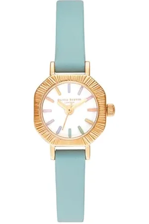 Olivia Burton Montre Analogique à Quartz pour Femme Collection Rainbow avec Bracelet en Cuir Turquoise - OB16CC53