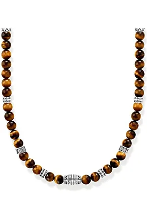 Thomas Sabo KE2180-826-2-L50 Chaîne pour homme en argent sterling 925 avec perles œil de tigre Longueur 50 cm, 50 cm, Argent sterling, Pas de gemme