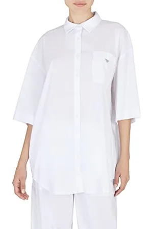 Emporio Armani Shirt Ultra léger à Boutons pour Femme, Blanc