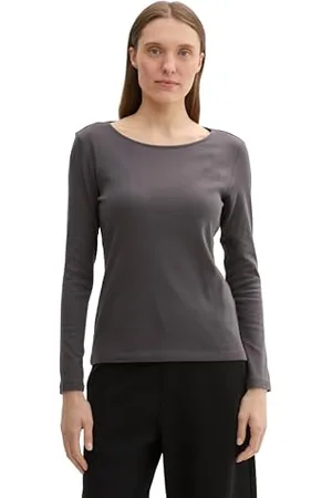 TOM TAILOR 1044392 T-Shirt à Manches Longues, 15417-Evident Anthracite, L Femmes