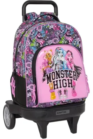 Safta Monster High Drama - Grand Sac à Dos à roulettes, Compact évolution, Amovible, idéal pour Les Enfants de différents âges, Confortable et Polyvalent, qualité et résistance, 33 x 22 x 45 cm