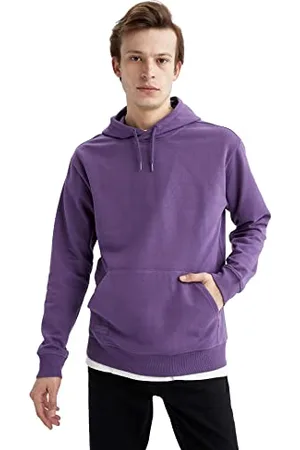 DeFacto X8283AZ Sweat à Capuche, Purple, M Homme