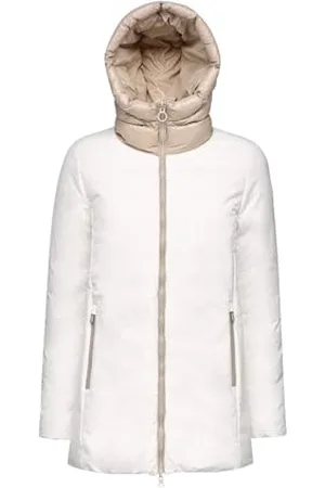 Geox W Spherica Parka Rev Veste, Blanc/STRIN, 44 Femmes
