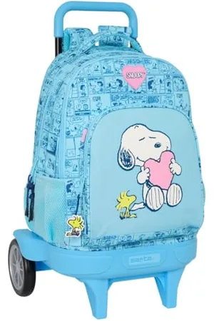 Safta Snoopy Love - Grand Sac à Dos à roulettes, Compact évolution, Amovible, idéal pour Les Enfants de différents âges, Confortable et Polyvalent, qualité et résistance, 33 x 22 x 45 cm, , M