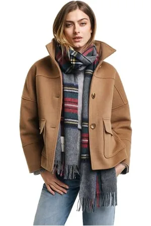 GANT Veste en Laine Courte Jacket, Kaki Chaud, L Femmes