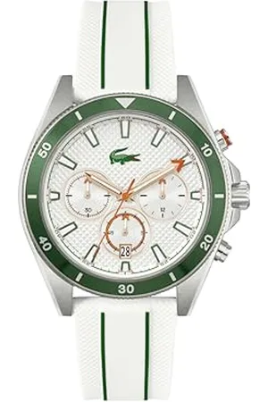 Lacoste Montre Chronographe à Quartz pour Homme Collection MAINSAIL avec Bracelet en Silicone Blanc - 2011362