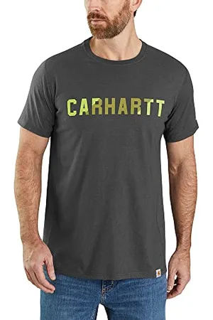 Carhartt T-Shirt Graphique Force Relaxed Fit à Manches Courtes et Logo en Forme de Bloc Force T-Shirt à Manches Courtes et Poche Coupe décontractée Homme, , M