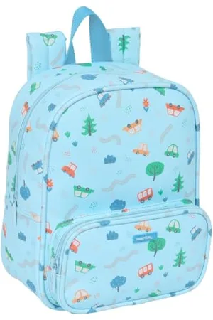 Safta PREESCOAR VOITURES - Sac à dos de crèche, adaptable au chariot, nettoyage facile, idéal pour les enfants de différents âges, confortable et polyvalent, qualité et résistance, 22 x 10 x 27 cm