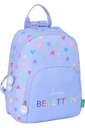 Safta Benetton Lila - Mini sac à dos pour un usage quotidien, idéal pour les enfants de différents âges, confortable et polyvalent, qualité et résistance, 25 x 13 x 30 cm, , M, Décontracté
