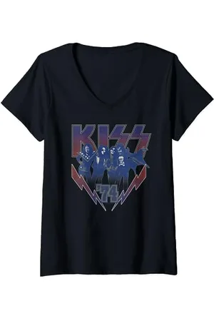 Kiss Lightning de 1974 T-Shirt avec Col en V