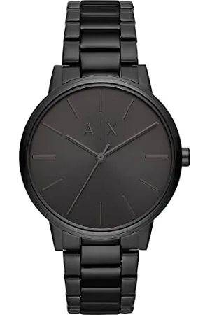 Armani Exchange Montre pour homme , mouvement à trois aiguilles, boîtier en acier inoxydable noir de 42 mm avec bracelet en acier inoxydable, AX2701