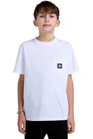 Element Icon Label - T-Shirt à Manches Courtes à Poche - Garçon Enfant 8-16 - Blanc.