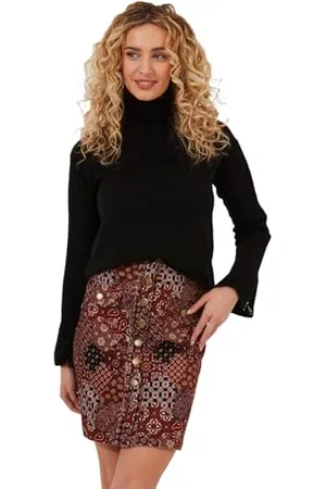 Joe Browns Patchwork Button Front Stretch A-Line Mini Skirt Jupe, , 42 Femme