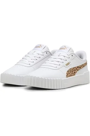 PUMA Fille Carina 3.0 Animal Jr, White Light Sand Gold, 37 EU