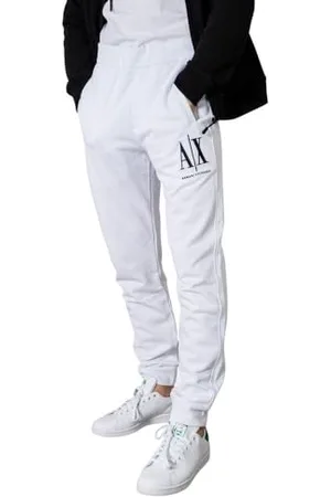 Armani Exchange Icon Project Pantalon de Jogging avec Logo brodé survêtement, Blanc, L Homme