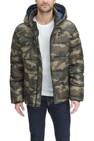 Tommy Hilfiger Classic Hooded Puffer Jacket (Regular and Big & Tall Sizes) Manteau Alternatif Long, Camouflage, XL Homme