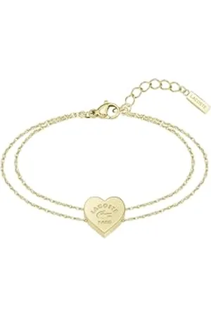 Lacoste Bracelet en Chaîne pour Femme Collection LOVE MY CROC en Or Jaune avec une Charm Cœur - 2040400