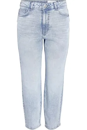 Noisy May Femme: Jeans Cropped Taille Haute Pantalon Déchiré Dame Bleached NMOTION., Couleurs: , Taille:32W / 32L, Longueur de Jambe:L32
