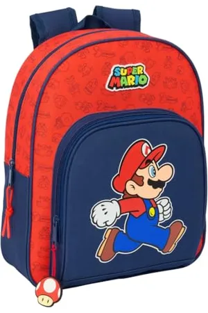Safta SUPER MARIO TRICK - Sac à dos pour enfants, idéal pour les enfants de différents âges, confortable et polyvalent, qualité et résistance, 28 x 10 x 34 cm, Bleu foncé/rouge, M, Décontracté