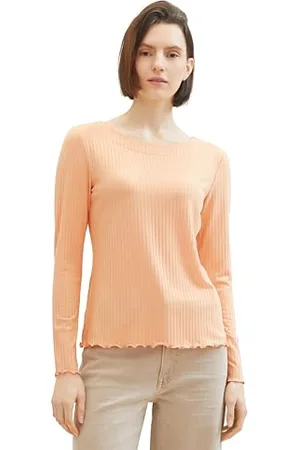 TOM TAILOR 1040556 T-Shirt à Manches Longues, 34891-Corail Clair, XL Femme