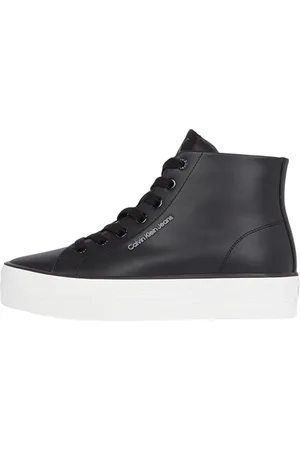Calvin Klein Baskets Vulcanisées Femme Bold Mid Montantes, Noir (Black/Bright White), 39
