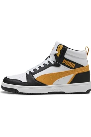 PUMA Mixte Rebound V6 Basket, White-Archive Gold Black, 40.5 EU