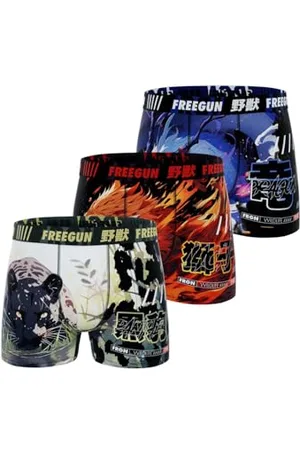 Freegun Boxer Homme Japanime, Caleçon Homme Respirant et Ultra-Doux (Lot de 3) S