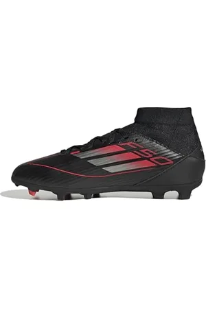 adidas F50 League Mid Football Boots FG/MG Kids Chaussures, Core Black/Iron Metallic/Lucid Red, 29 EU