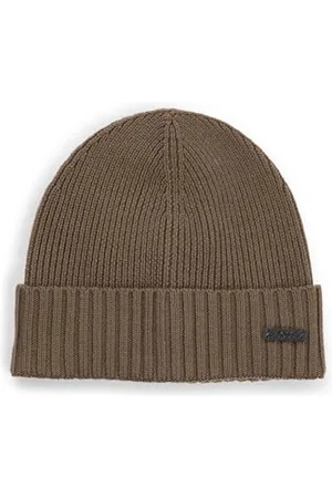 HUGO BOSS Hommes Fati Bonnet côtelé en laine mérinos