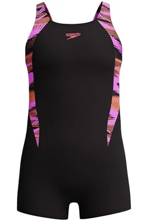Speedo Hyperboom Splice Legsuit | Chlorine Resistant | Quick Drying | Stretch Fabric | Comfort Fit | 1 Piece Maillot de Bain pour Fille, Coral Sands, 9 années-10 années