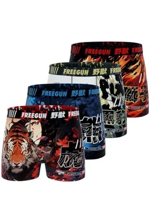 Freegun Boxer Enfant Japanimals, Caleçon Garçon Respirant, Stretch et Doux (Lot de 3) 12 ans/14 Ans