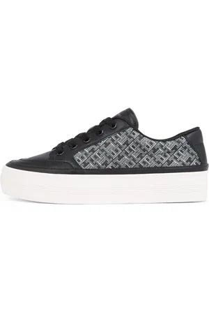 Tommy Hilfiger Femme Vulc Leather Sneaker Monogram FW0FW08331 Baskets, Black, 38 EU
