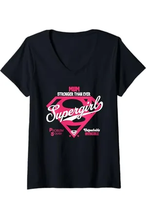 DC Comics Originals Femme Supergirl Mum Strong Than Ever Fête des Mères T-Shirt avec Col en V