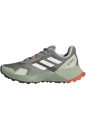 adidas Femme Terrex Soulstride Trail Running Shoes Chaussures de Course sur Sentier, Silver Green/Off White/Semi Impact Orange, 40 2/3 EU