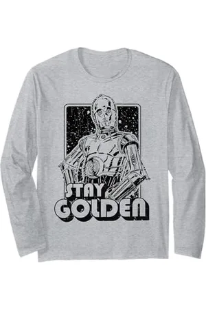 STAR WARS C-3PO Stay Golden Black & White Texte Portrait Manche Longue