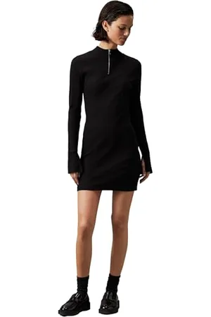 Calvin Klein Jeans Robe Femme Half Zip Dress Manches Longues, , XL
