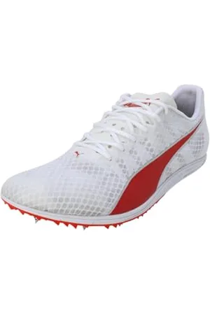 PUMA Homme Evospeed Distance 11 Track and Field Shoe, White Red-Metallic Silver, 45 EU